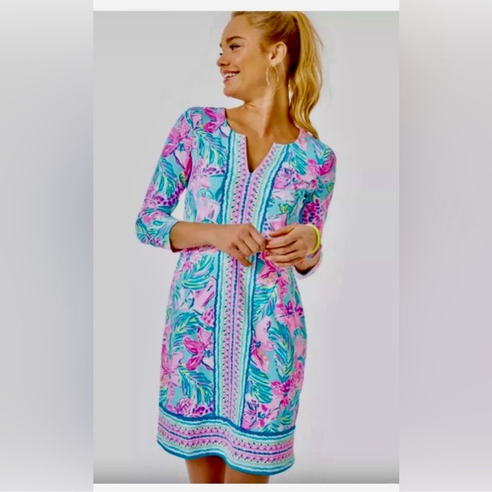 Lilly Pulitzer Nadine Blue Ibiza Gimme the Juice Engineered Chilly Lilly size L